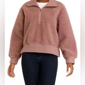 Philosophy Women's Long Sleeve Quarter Zip Sherpa Pullover Jacket